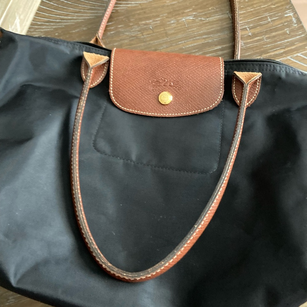 Longchamp Black and Brown Tote Bag